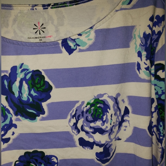 3X Plus Size Floral Spring top shirt comfy soft Isaac Mizrahi - Picture 2 of 3